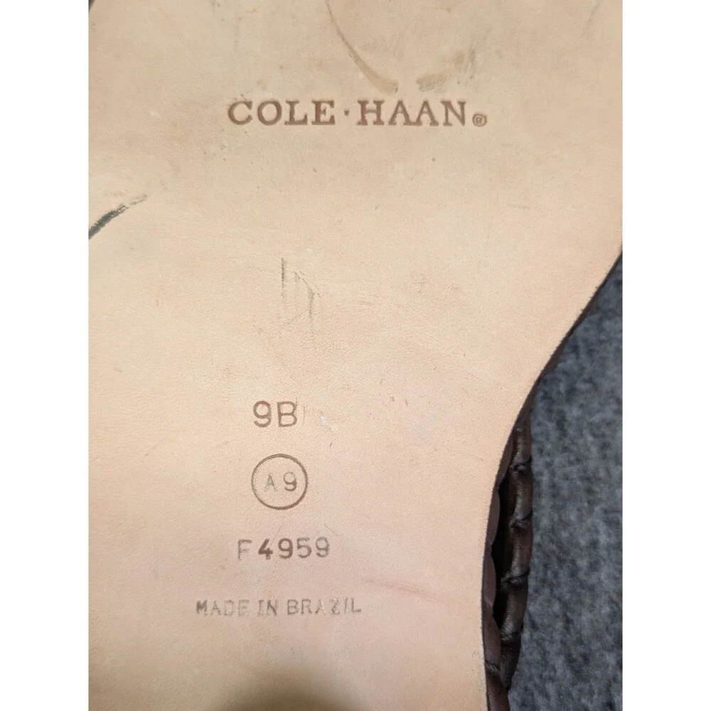 Cole Haan F4959 Brown Leather Braided Thong Sandals Women’s 9B Brazil